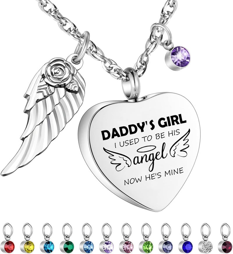 Dletay Heart Urn Necklace for Human Ashes Cremation Jewelry with 12 Birthstones Cremation Necklace for Ashes - Image 1